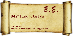Bálind Etelka névjegykártya